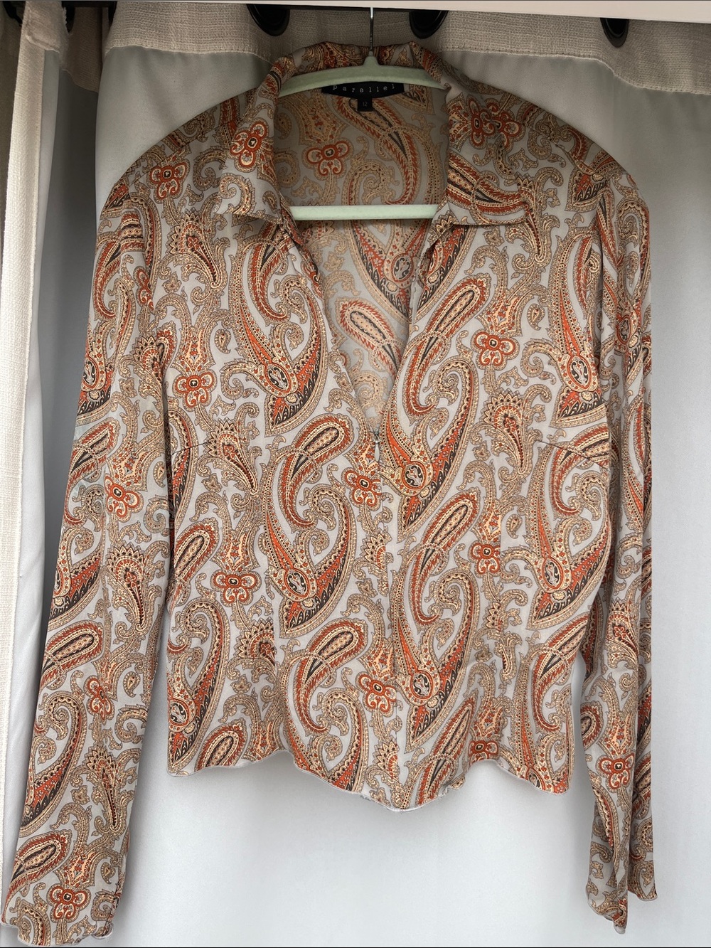 Vintage 90s Silk Paisley Collared Blouse